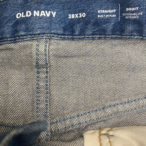 Old Navy Straight Built-In Flex Jeans (38x30) - Classic Mid-Wash Comfort Fit - Picture 11 of 12
